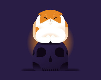 🐱 > 💀 cat character colors cute death flat illustration minimal minimalist nap skull sleeping