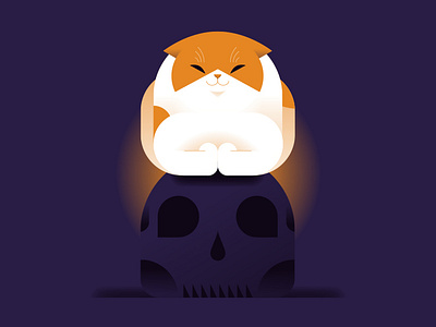 🐱 > 💀 cat character colors cute death flat illustration minimal minimalist nap skull sleeping