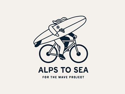 Alps to Sea alps branding coast cycling design fundraiser graphic design illustration logo mountains sea surf surfing thewaveproject wave waveproject