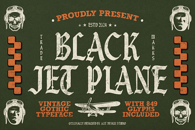 Black Jet Plane Typeface blackletter design font fonts letteing typeface vintage