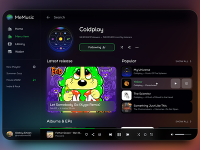 Streaming platform web aplication app design music ui ux web website