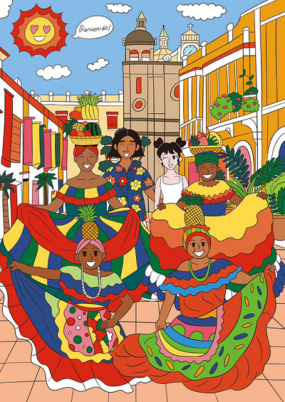 Memories of Cartagena Illustration artwork cartagena character colombia drawing graphic design illustration korean souvenir tour travel trip world