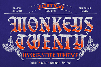 Monkeys Twenty Blackletter Font blackletter design font fonts letteing typeface vintage