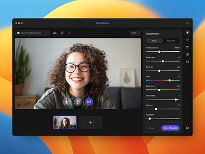 Webcam Studio MacApp adjustment camera color filter dailyui dailyux dark mode flat design image live came mac macapp minimalism photo adjustment photo editor studio ui ux web webcam webcam studio