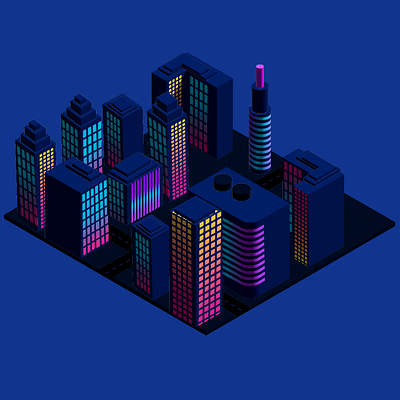 Isometric city Illustration 3d branding graphic design illustration illustrator isometric ui