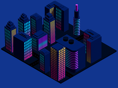 Isometric city Illustration 3d branding graphic design illustration illustrator isometric ui