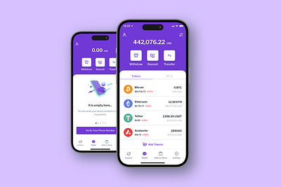 Empty State vs Not-So-Empty State app asset blockchain cold crypto deposit design digital empty finance fintech illustration investment mobile product purple secure state wallet withdraw