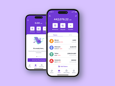 Empty State vs Not-So-Empty State app asset blockchain cold crypto deposit design digital empty finance fintech illustration investment mobile product purple secure state wallet withdraw