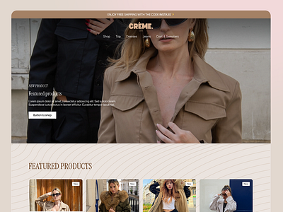 Crème Clothes Brand app branding design design web e commerce girl ui web design