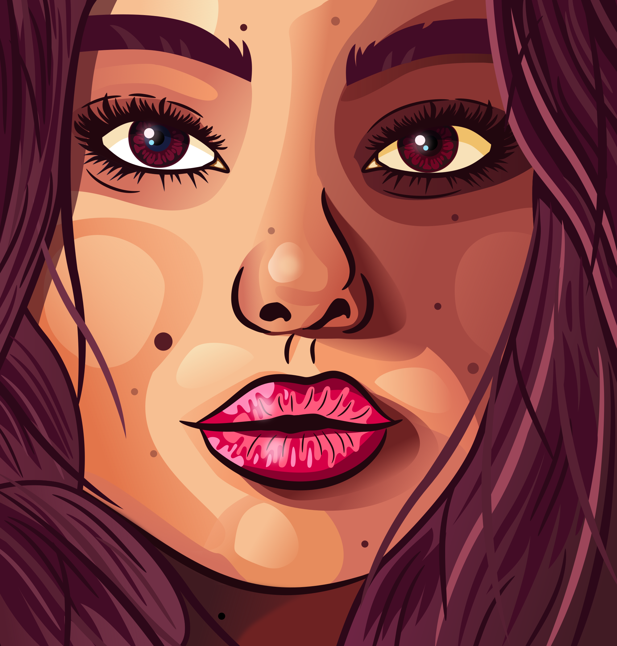 Girl face avatars 2d art avatar colorful design eyes face flat design flat illustration girl graphic design illustration inkscape lips portrait vector vector illustration