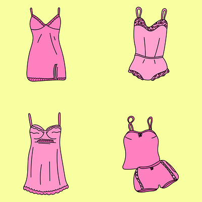 A set of cute women's sleepwear app branding design graphic design illustration logo typography ui ux vector