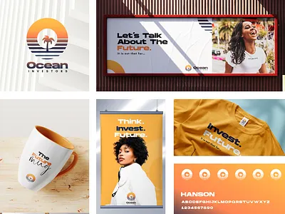 OCEAN VISUAL IDENTITY branding design graphic design illustration investment logo typography vector