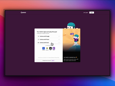 Motion Design: Delight Easter Egg on Quizizz Signup Page animation css microinteraction motion graphics ui