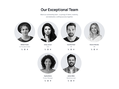 Team section with grayscale effect design graphic design team section ui ui block ui design web design