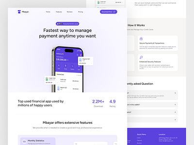 Mbayar - Landing Page Financial Wallet card saving content creator design digital wallet graphic design illustration landing page design mastercard mbayar payment typography ui ui graphic ui ux design ux ux design wallet web design website design