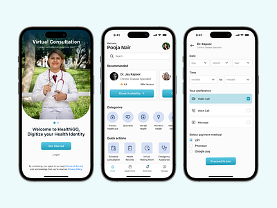 HealthiGO - Healthcare and Virtual Consultation App health tracking app healthcare app design ui virtual doctor virtual doctor consutation