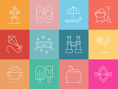 Colored Summer Icons icon design icon set summer summer icon summer vector vector vector icon