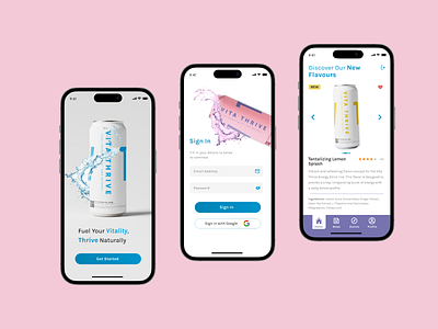 Vita Thrive Energy Drink App UI Design app branding design figma mobile photoshop ui