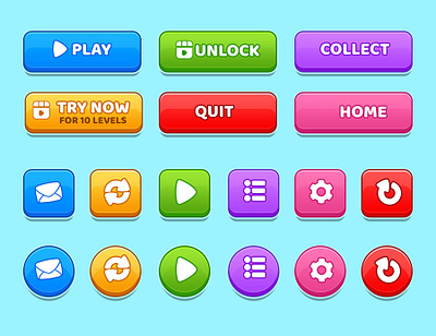 Casual Game UI Button, Cool Button Game UI, Game UI Download PSD 2d 2d game ui art casual casual game ui design game game coins treasure game illustrations game interfgace game ui illustration logo ui