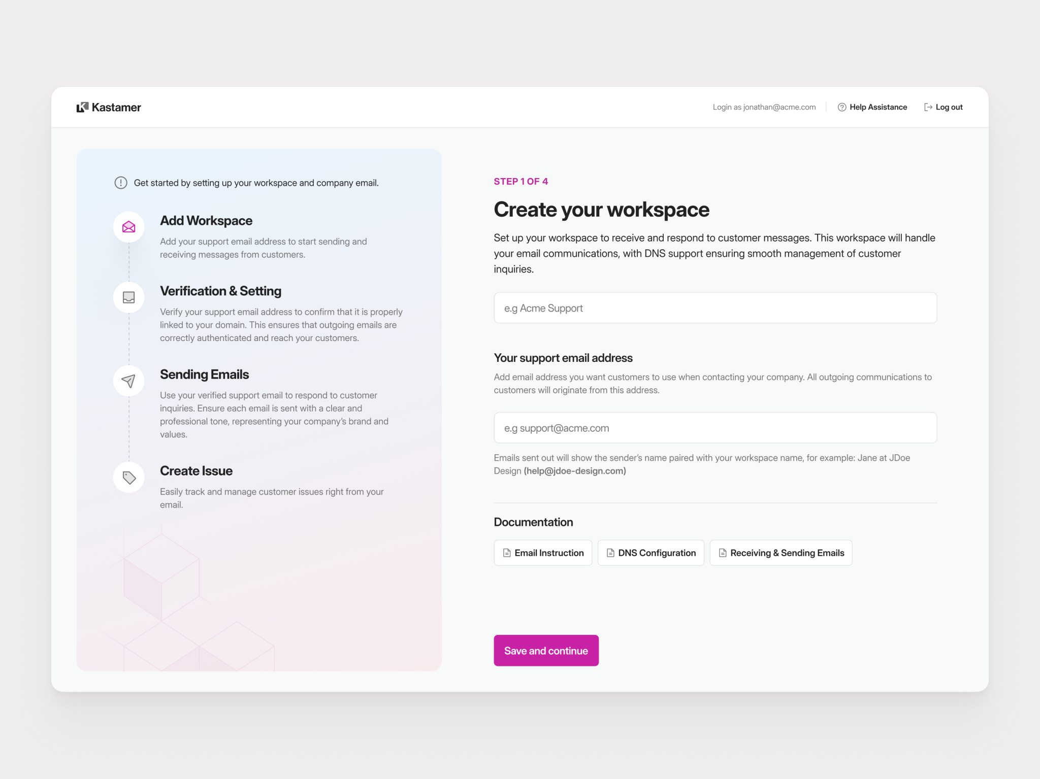 Kastamer - Onboarding Screen for Customer Support Platform b2b clean customer support design figma minimal onboarding saas saas dashboard web website