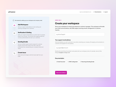 Kastamer - Onboarding Screen for Customer Support Platform b2b clean customer support design figma minimal onboarding saas saas dashboard web website