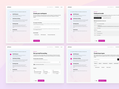 Kastamer - Onboarding Steps clean customer support email configuration guidance minimal onboarding saas saas platform stepper steps uiux web app