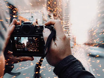 Behind the scenes 🔥🔥 branding camera design digital imaging fire graphic design illustration indonesia interface manipulation product sparks superimpose tealorange tone ui urbanetics website