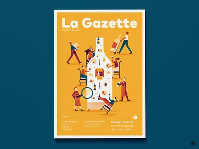 LaGazette Cover Illustration artwork bottle character cover drawing illustration magazine minimal publication scene simple style table texture vector wine