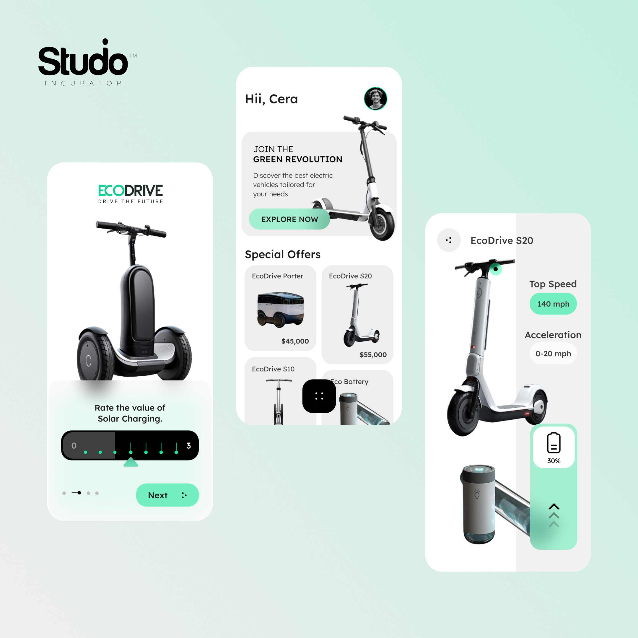 ECODRIVE - Eco Friendly Bikes Application design logo design