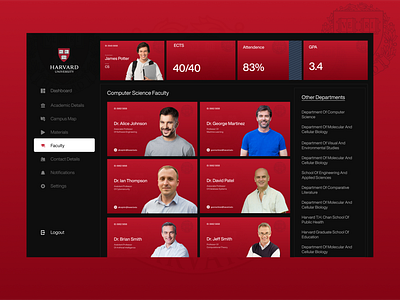 Harvard | student Directory Dashboard 3d animation branding graphic design logo motion graphics ui