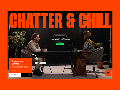 Chatter & Chill Podcast | Hero section 3d animation branding graphic design logo motion graphics ui