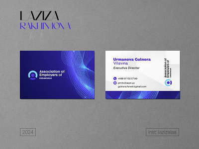 BUSINESS CARD DESIGN aesthetic association branding business card design director graphic design illustration laziza logo photoshop uzbekistan