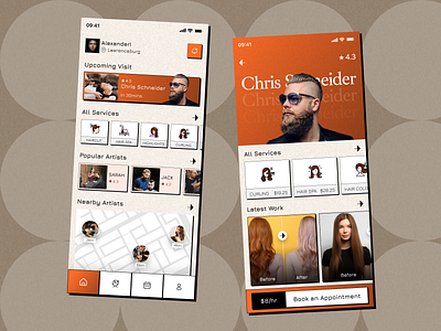 Hair Salon Retro App Design app app design barber barber shop beauty app beauty salon beauty salon design hair care hair salon app design hair spa hair stylist hair stylist app haircut app mobile app salon salon app design salon booking salon services treatment
