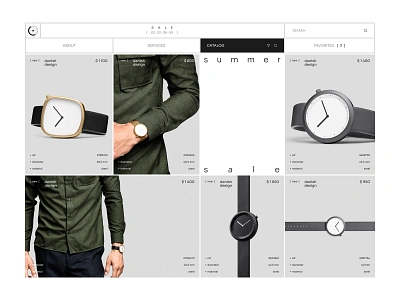 E-commerce Design. Watch Store bold brutal clock danish design e commerce man men modern shop store style watch web website