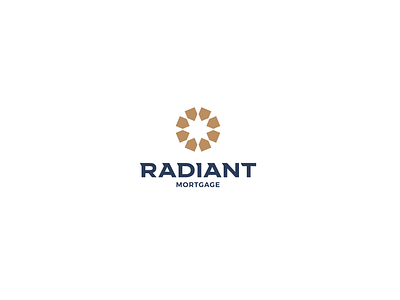 Radiant Mortgage logo branding bright california community elegant geometry gold home house icon logo luxury mark optimism real estate shine sky sun unity warm