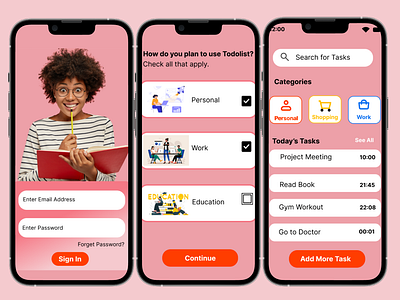 TodoList App Design 3d adobe xd android app design animation app design application design branding design figma figma app design illustration logo motion graphics todo app design todolist app ui ux
