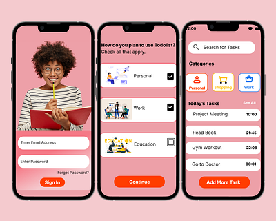 TodoList App Design 3d adobe xd android app design animation app design application design branding design figma figma app design illustration logo motion graphics todo app design todolist app ui ux