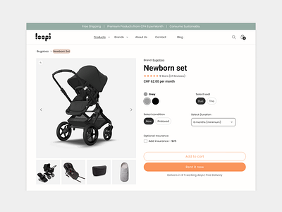 Baby Rental Shopify eCommerce Product Page baby cro ecommerce ecommerce product page rental site shopify