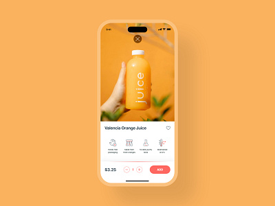 Fruit Juice App appinterface design fresh fruit app grocery app mobile app orange app product design ui