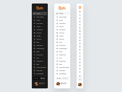 Dashboard sidebar Rodic 3d animation branding dashboardui dashboarduidesign graphic design motion graphics ui uidesign uitrand ux uxdesign