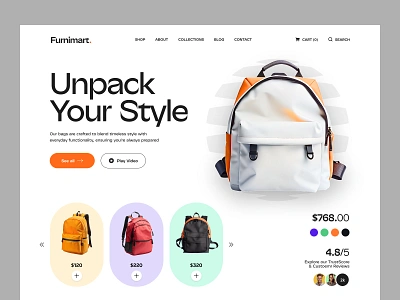 E-Commerce Website Design - Travel Bag store bag bag ecommerce design e shop ecommerce website ecommerce website design landing page product ecommerce site shopify travel travel bag ui uiux web web design web ui