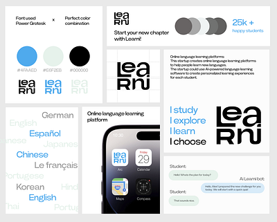 Online Language Learning Platform branding clean course design e learning education graphic graphic design language learning logo mobile online online course online learning uiux