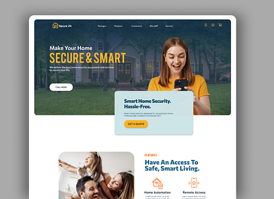 Home Security System Landing Page alarm system home security landing page uiux web design