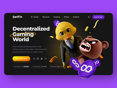 Crypto Casino Animated Interface 3d animated bear betting binance bitcoin blockchain branding casino crypto decentralized duck gambling game gaming illustration motion p2p web3