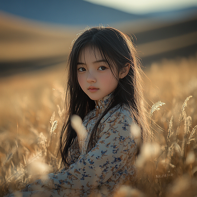 Realistic Asian Girl. 3d 3d visualization logo