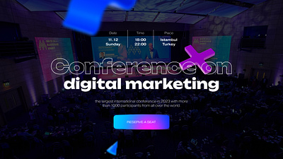 Conference on DM clean design conference design conference website corporate design creative layout dark theme design digital marketing event branding event promotion gradient background landing page marketing event modern design professional design responsive design typography ui visual identity web design