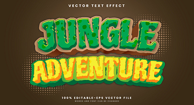 Jungle Adventure 3d editable text style Template holiday