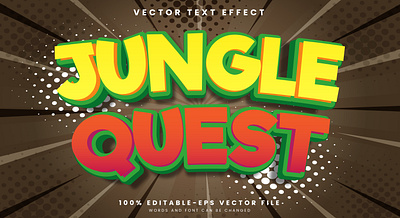 Jungle Quest 3d editable text style Template holiday