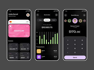 Finance App Dark Mode app creative darkmode design finance mobile ui uiux