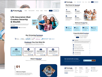 FutureLife - Insurance Company Website Design branding design landing page figma insurance company landing page ui ui ux user interface design website design